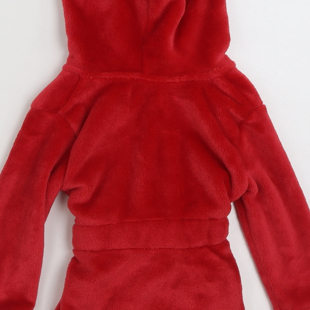 TJM Ltd Baby Red Solid 100% Polyester Babydoll Robe Size 12-18 Months  Tie - Festive
