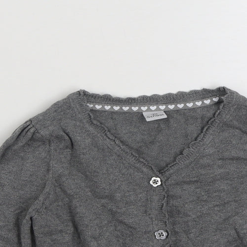 TU Girls Grey V-Neck  100% Cotton Cardigan Jumper Size 5 Years  Button
