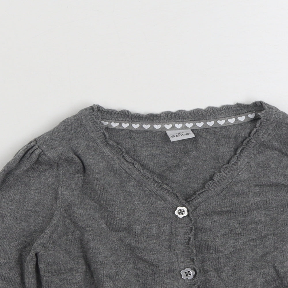 TU Girls Grey V-Neck  100% Cotton Cardigan Jumper Size 5 Years  Button