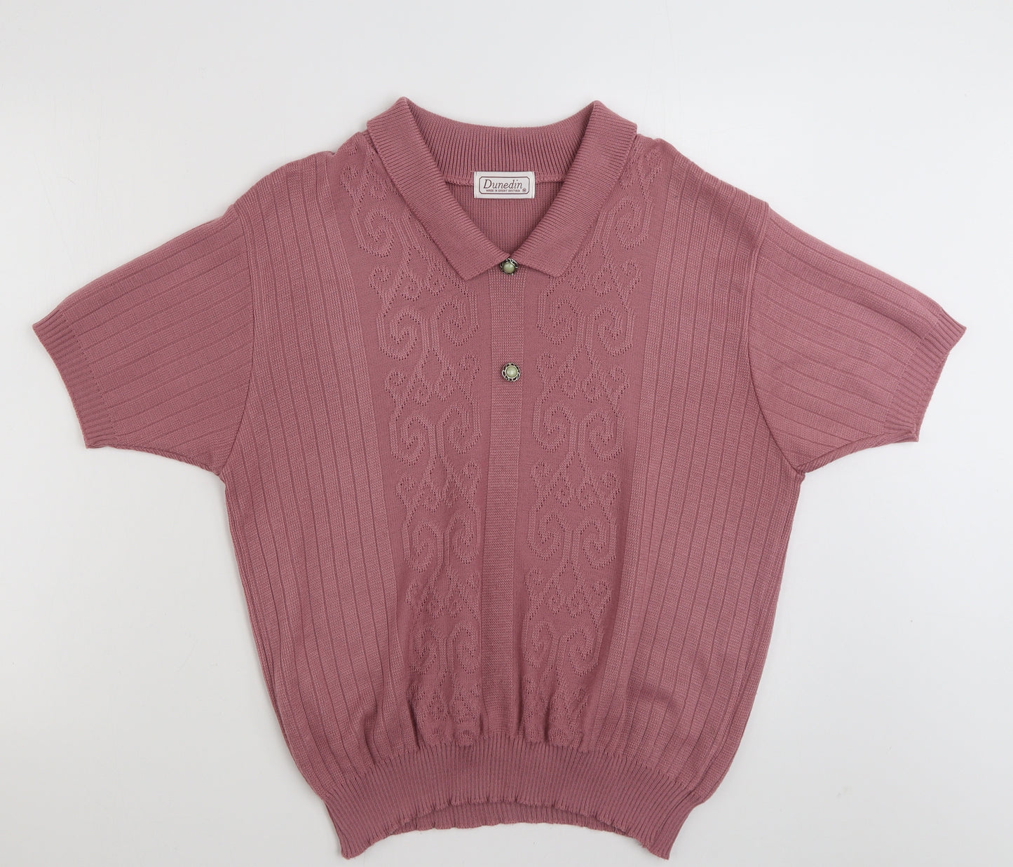 Dunedin  Womens Pink Collared  Acrylic Pullover Jumper Size 14   - Size 14-16