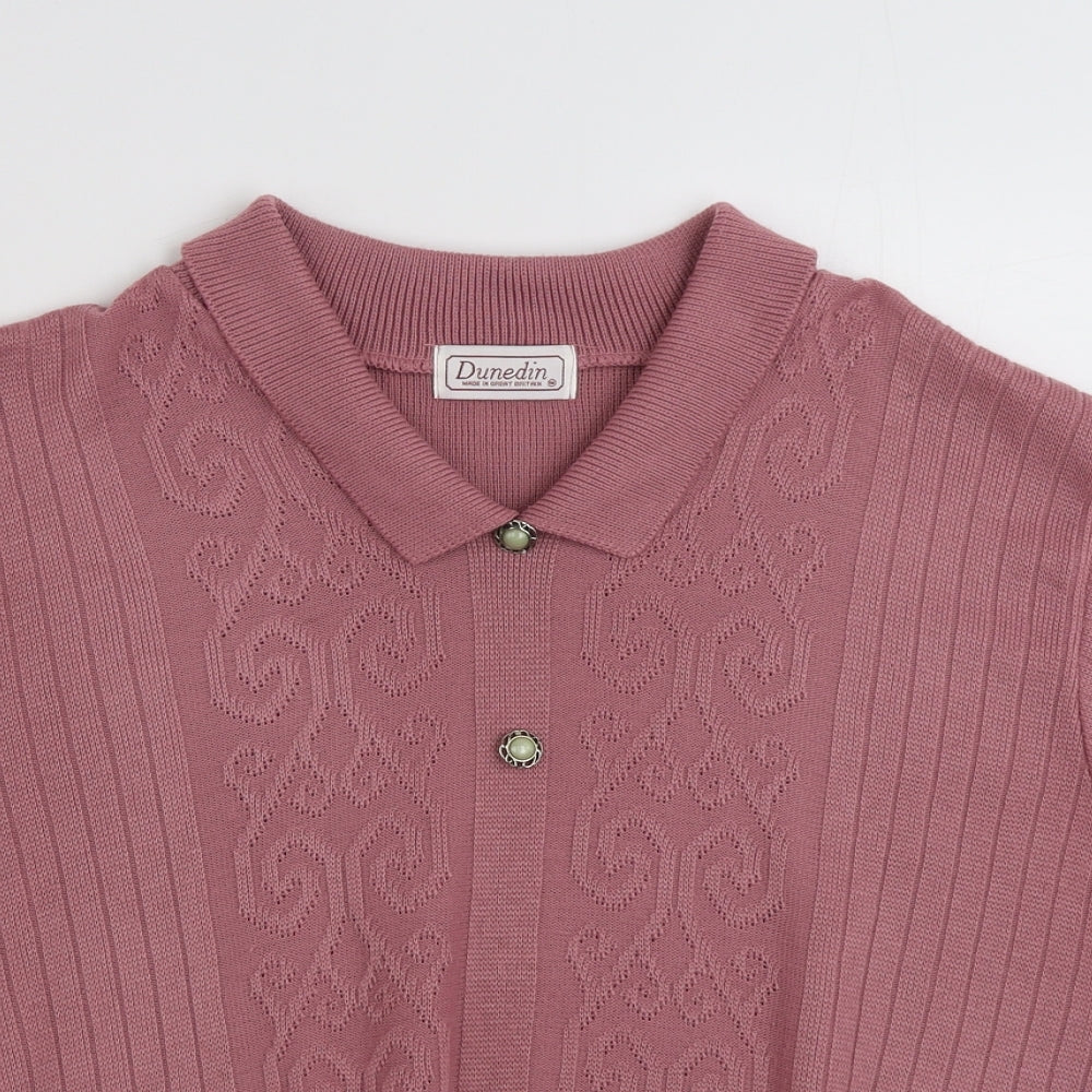 Dunedin  Womens Pink Collared  Acrylic Pullover Jumper Size 14   - Size 14-16