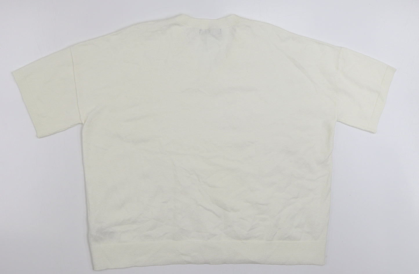 Marks and Spencer Womens Ivory V-Neck  Viscose Pullover Jumper Size 20