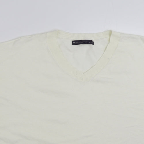 Marks and Spencer Womens Ivory V-Neck  Viscose Pullover Jumper Size 20