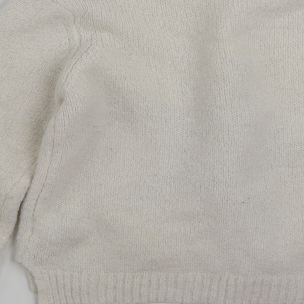 Marks and Spencer Girls White Crew Neck  Acrylic Pullover Jumper Size 7-8 Years  Pullover - Star pattern