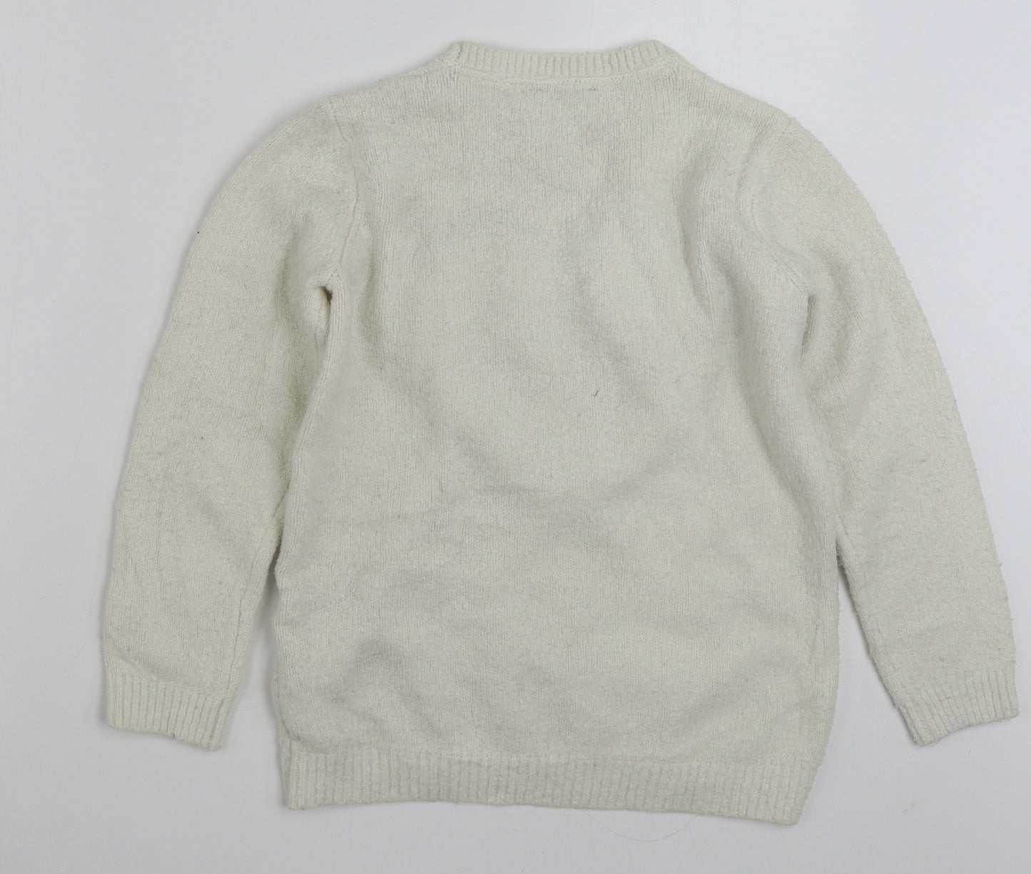George Girls White Crew Neck  Acrylic Pullover Jumper Size 12-13 Years  Pullover - Love Heart