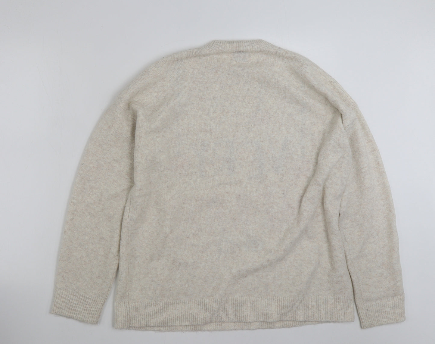 George Womens Beige Crew Neck  Polyester Pullover Jumper Size L   - Christmas