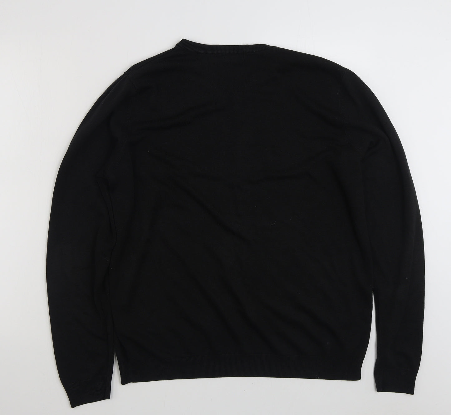 F&F Mens Black V-Neck  Acrylic Pullover Jumper Size XL