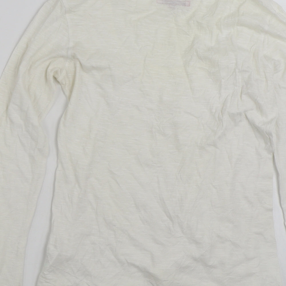 White Stuff Womens White  100% Cotton Basic T-Shirt Size 12 Scoop Neck