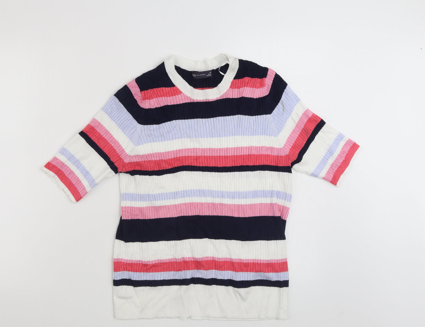 Marks and Spencer Womens Multicoloured Crew Neck Striped Viscose Pullover Jumper Size 20