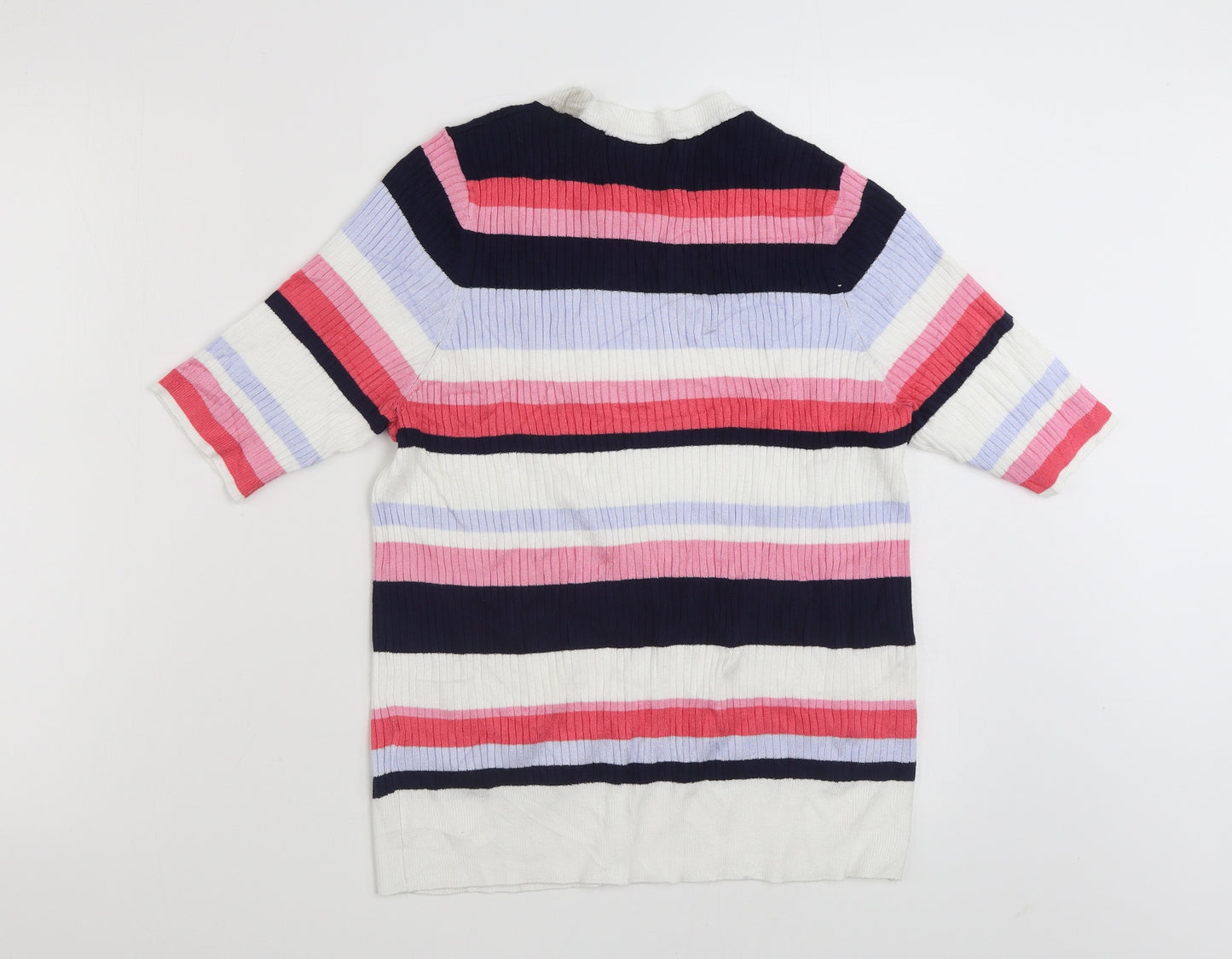 Marks and Spencer Womens Multicoloured Crew Neck Striped Viscose Pullover Jumper Size 20