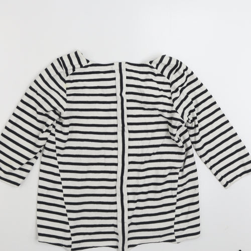 Pure Womens White Striped Polyester Pullover Sweatshirt Size 12  Pullover