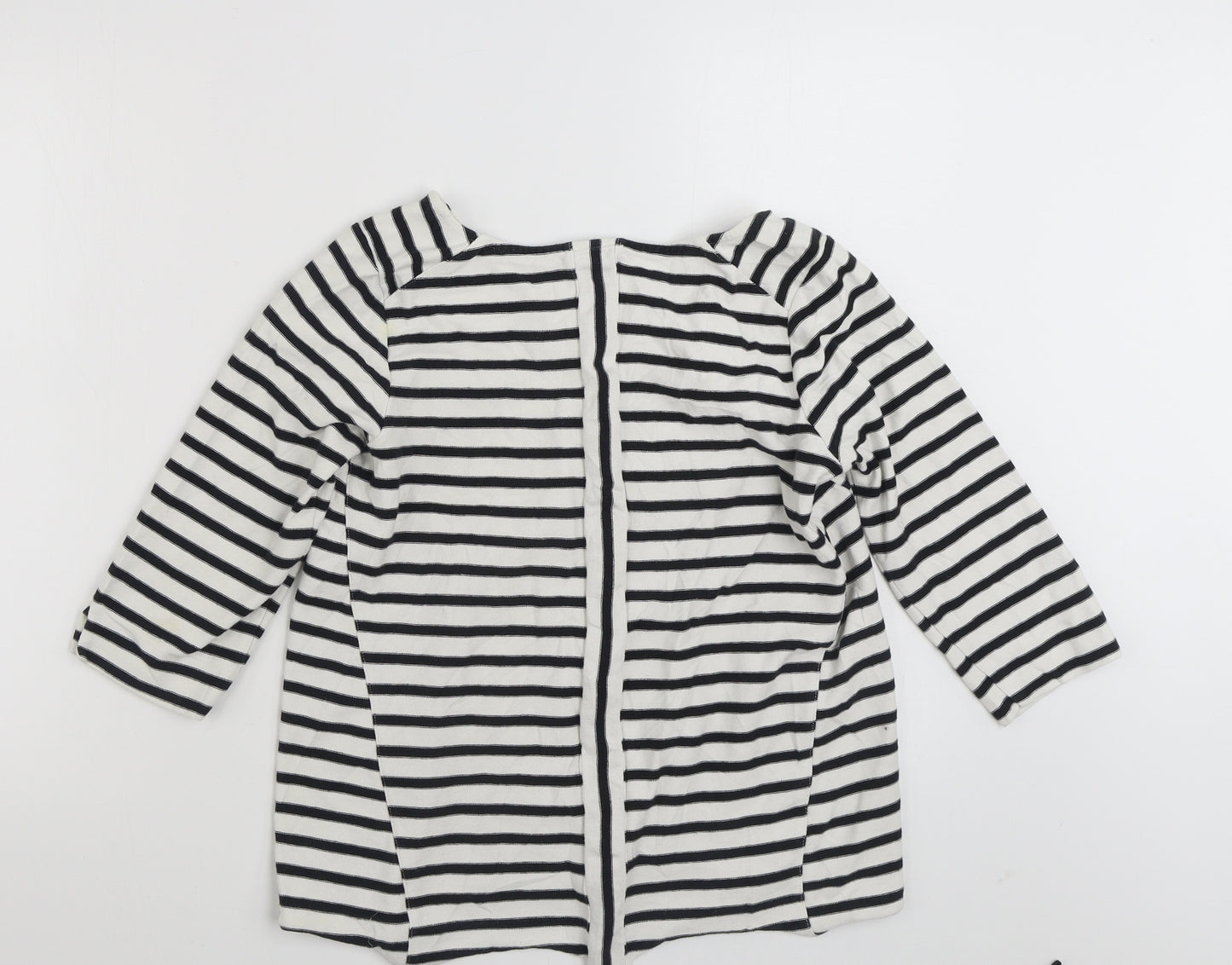 Pure Womens White Striped Polyester Pullover Sweatshirt Size 12  Pullover