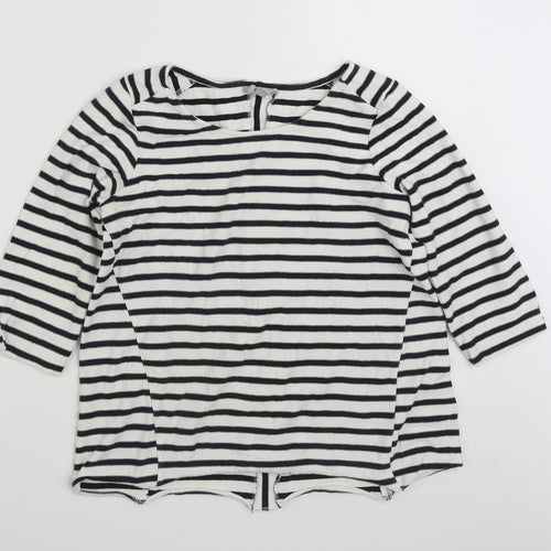 Pure Womens White Striped Polyester Pullover Sweatshirt Size 12  Pullover