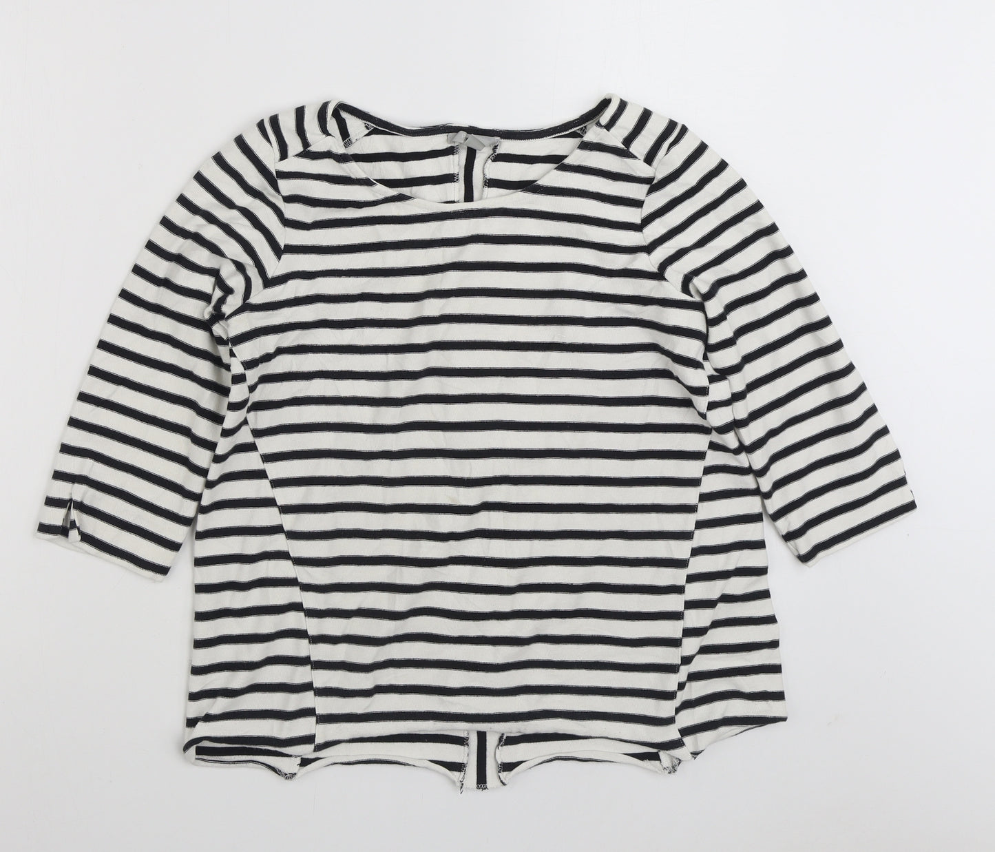 Pure Womens White Striped Polyester Pullover Sweatshirt Size 12  Pullover