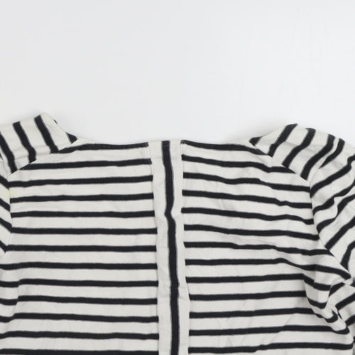 Pure Womens White Striped Polyester Pullover Sweatshirt Size 12  Pullover