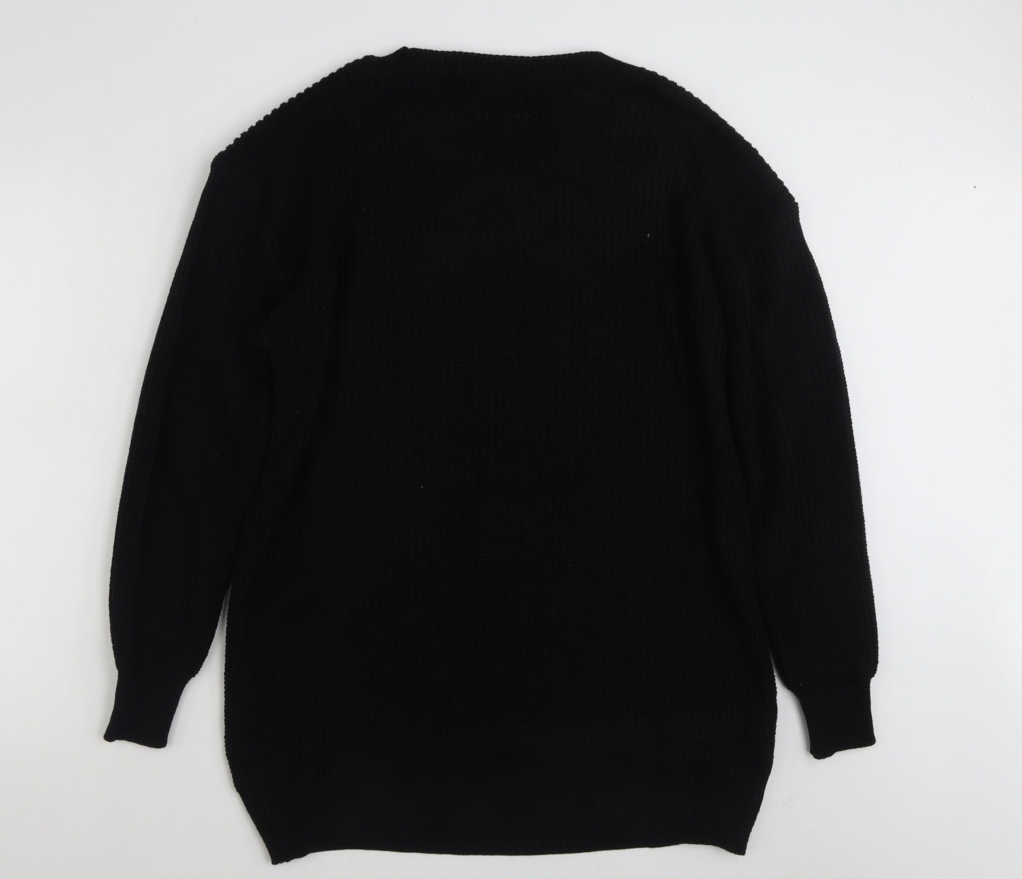 Be Jealous  Womens Black Crew Neck  Acrylic Pullover Jumper Size 2XL