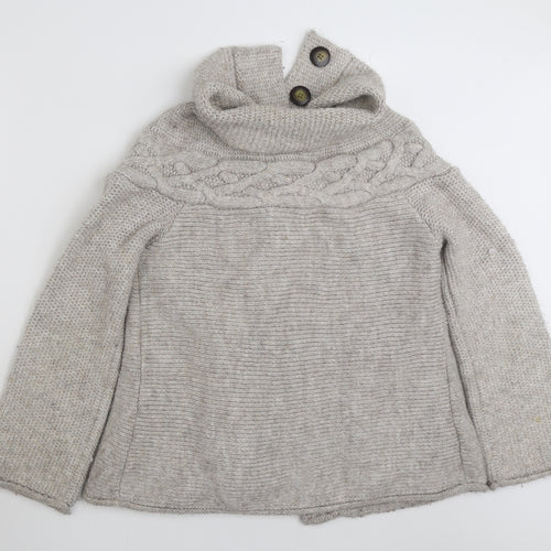 Marks and Spencer Womens Grey Collared  Alpaca Cardigan Jumper Size 12