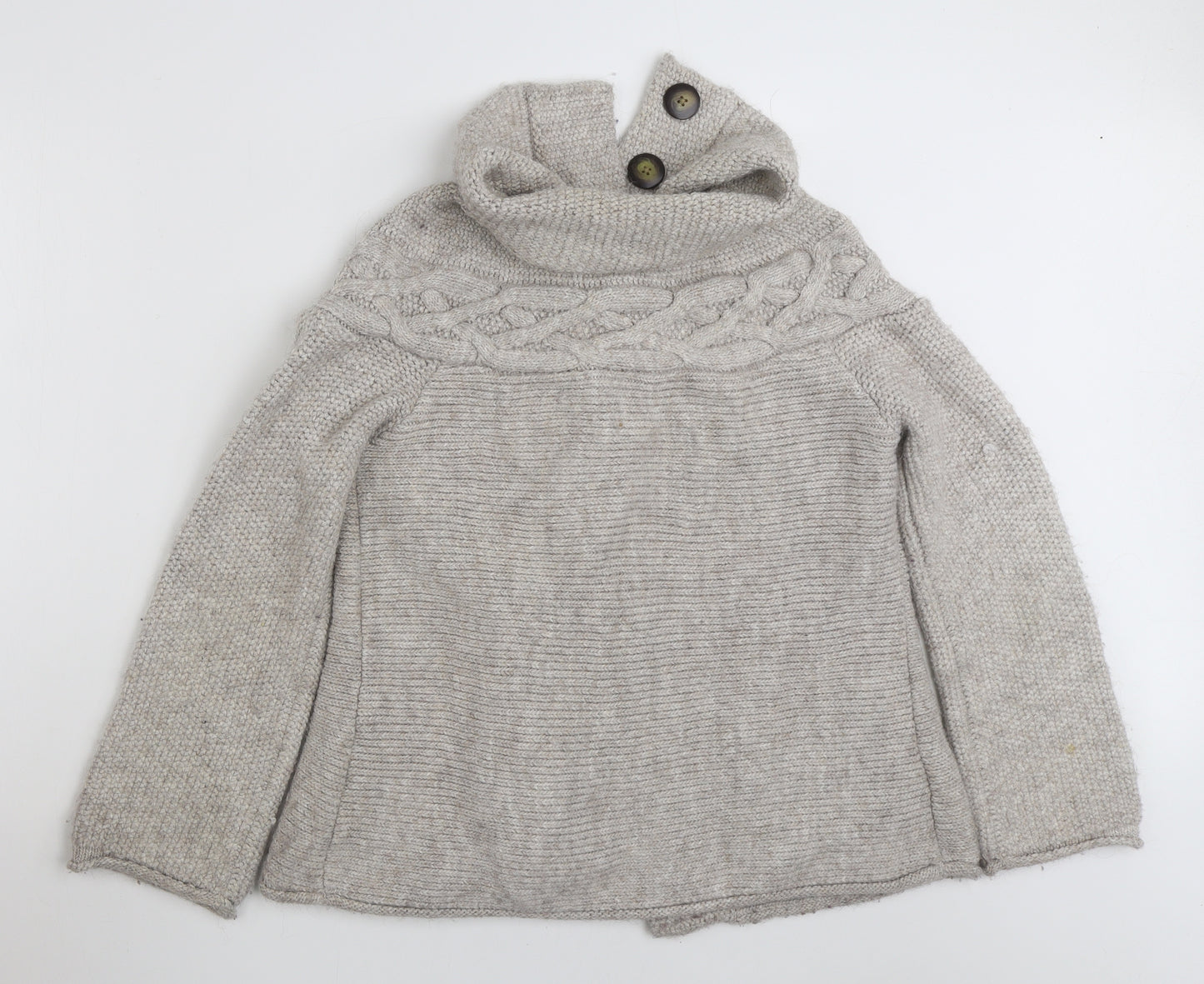 Marks and Spencer Womens Grey Collared  Alpaca Cardigan Jumper Size 12