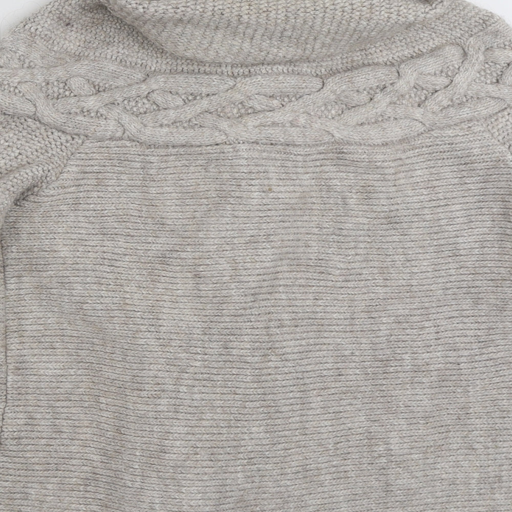 Marks and Spencer Womens Grey Collared  Alpaca Cardigan Jumper Size 12