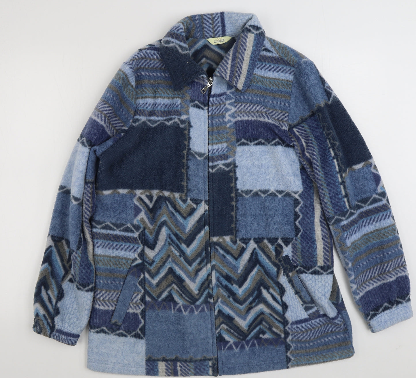Classics Womens Blue Geometric  Jacket  Size 12  Zip