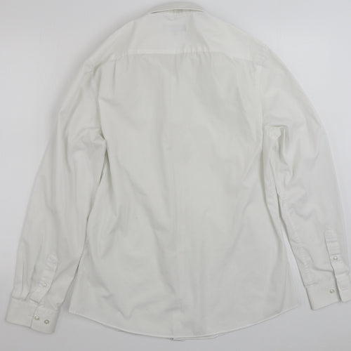 George Mens White  Polyester  Button-Up Size 15.5 Collared Button