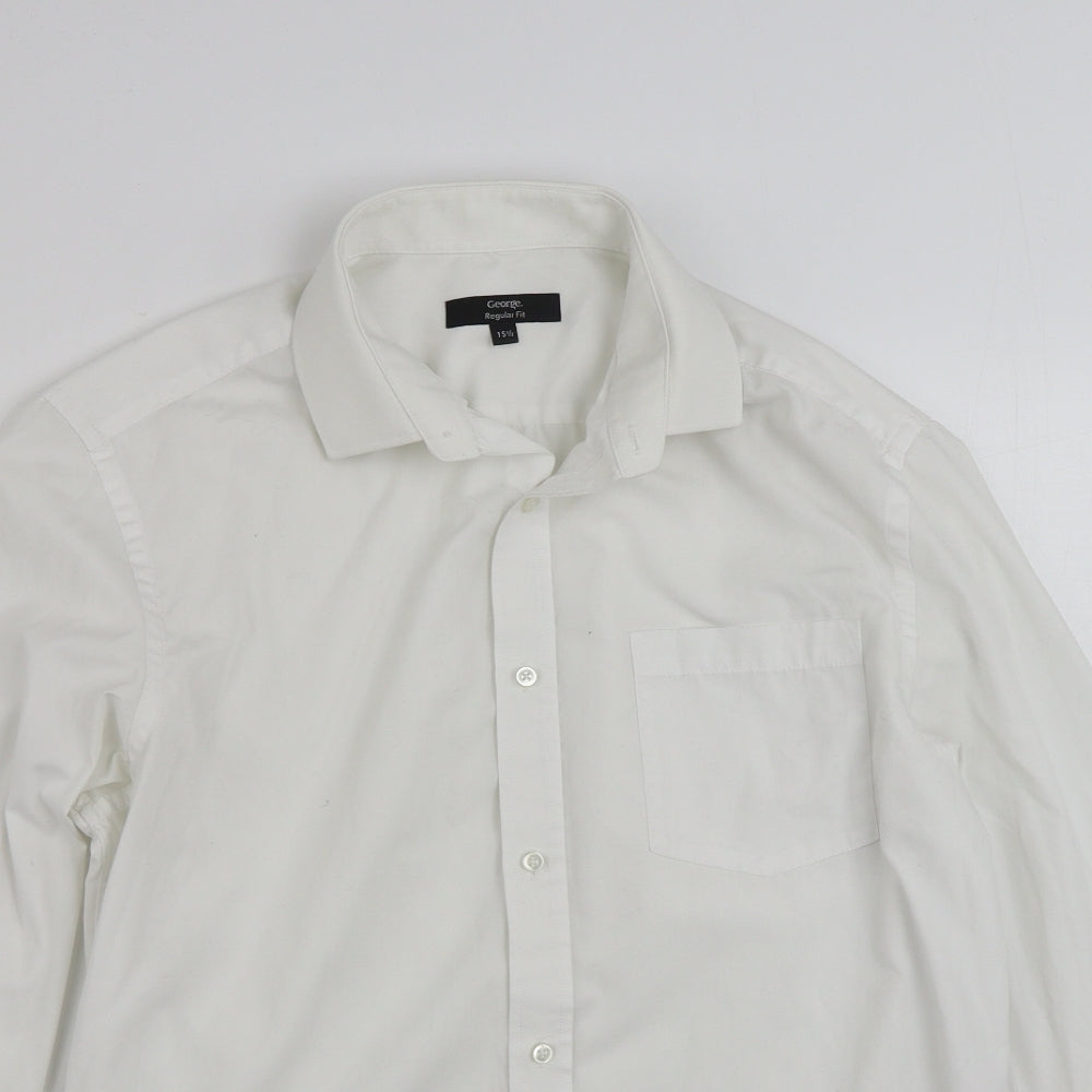 George Mens White  Polyester  Button-Up Size 15.5 Collared Button