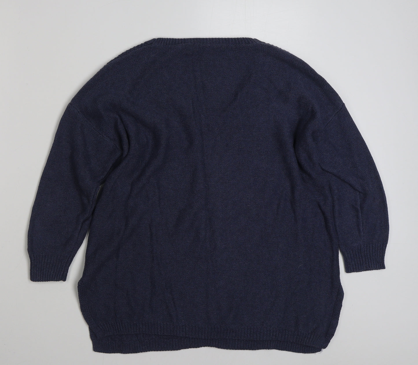 Oasis Womens Blue V-Neck  100% Cotton Pullover Jumper Size S