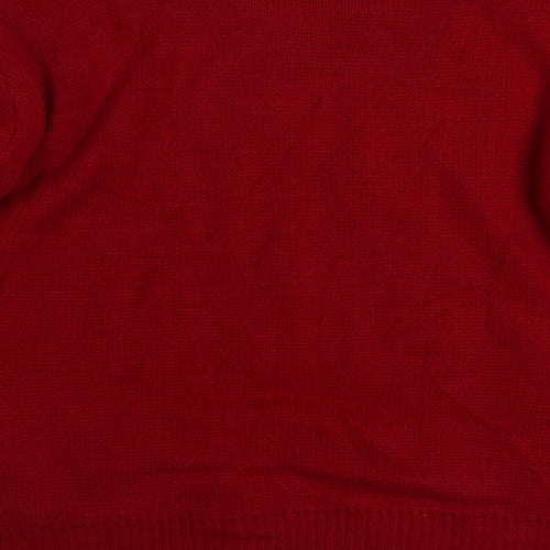 WISHER Womens Red Crew Neck  Cotton Pullover Jumper Size M   - Christmas