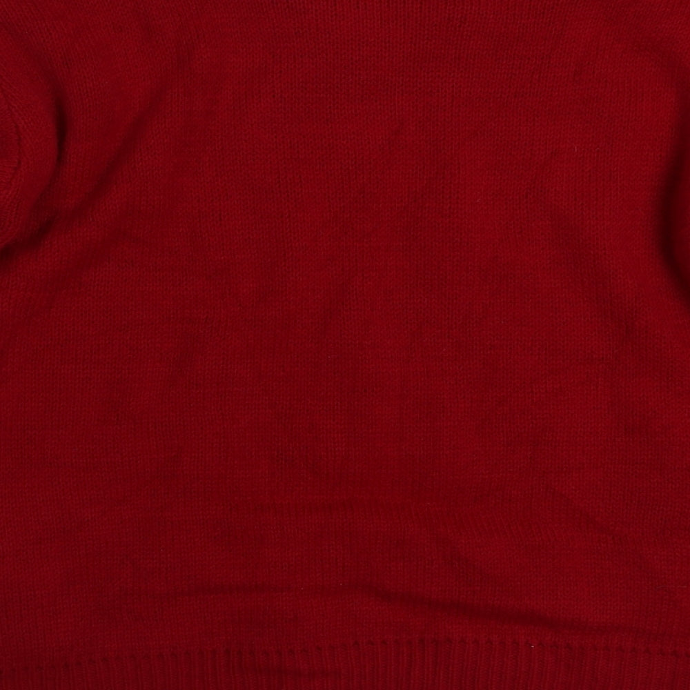 WISHER Womens Red Crew Neck  Cotton Pullover Jumper Size M   - Christmas