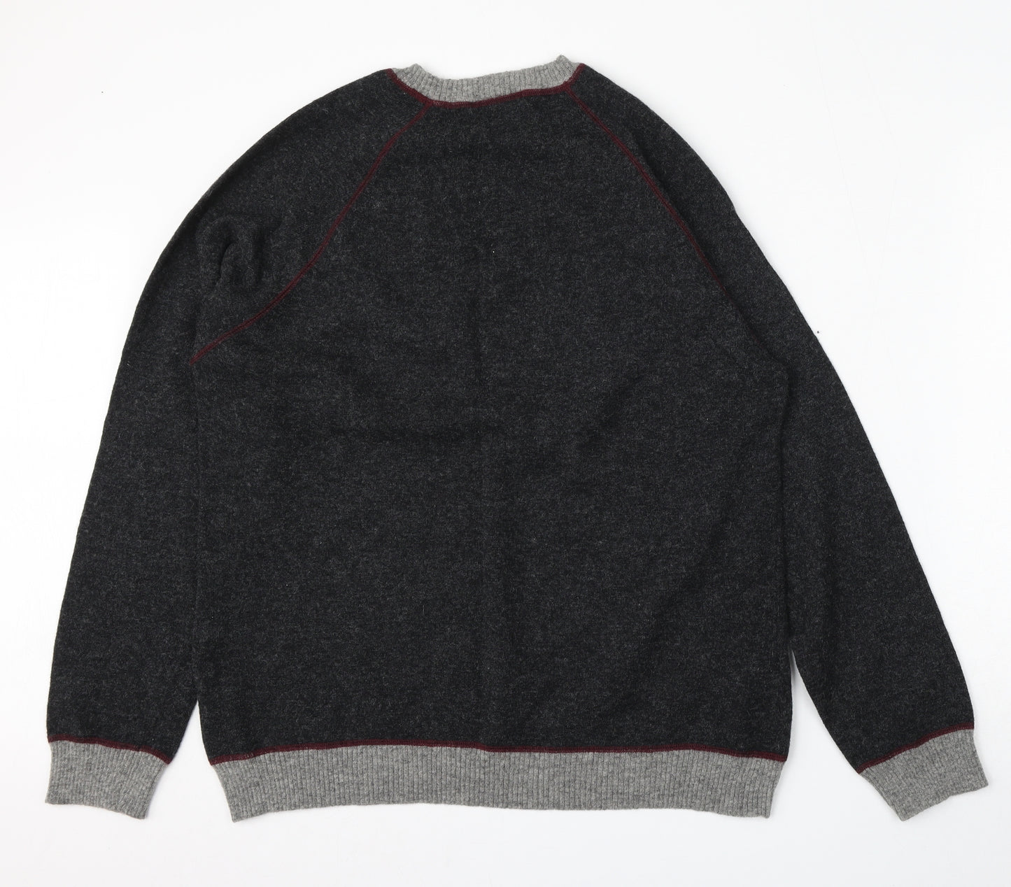 Racing Green Mens Grey Round Neck  Wool Pullover Jumper Size XL