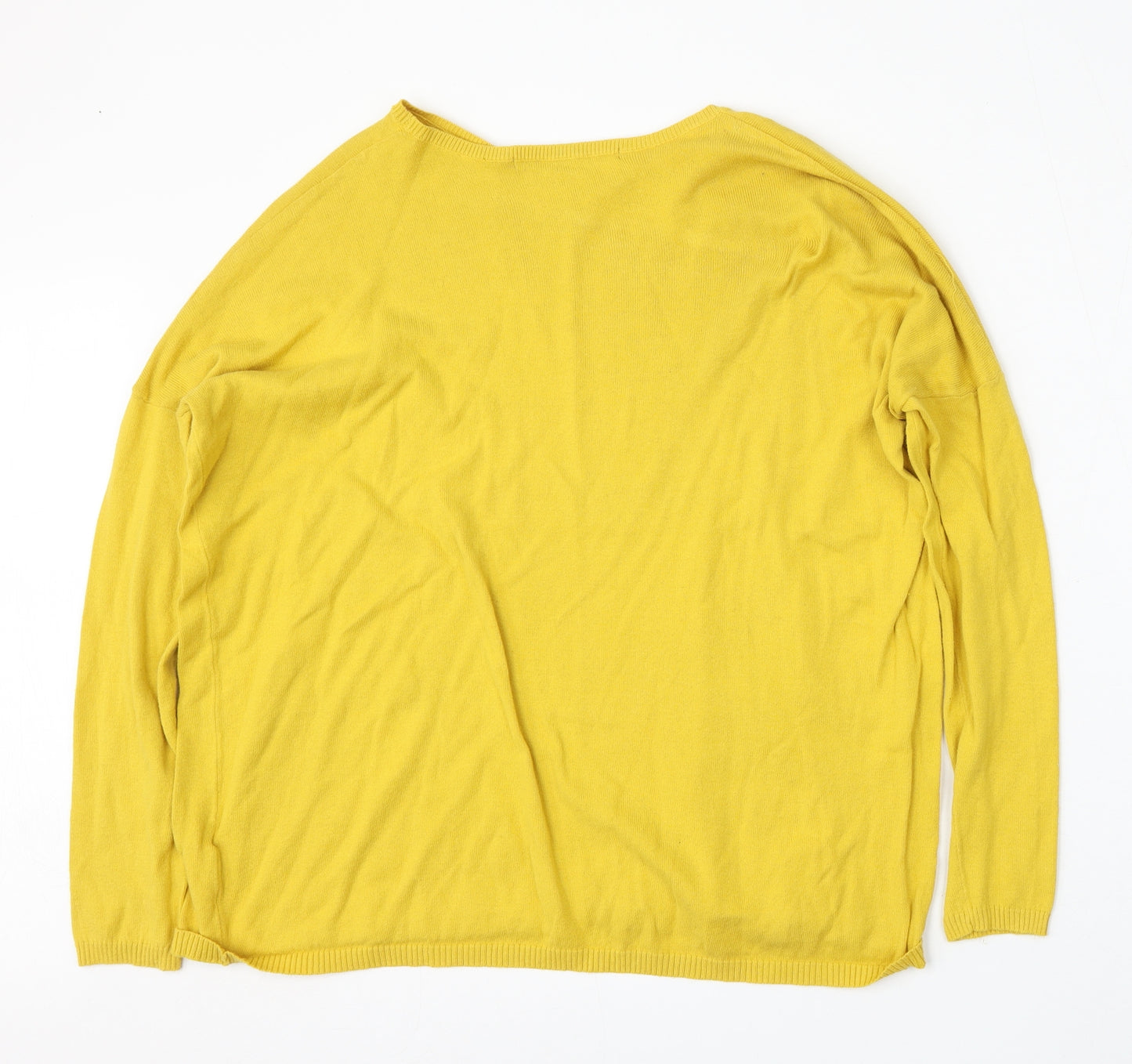Lara Knit Womens Yellow Round Neck  Cotton Pullover Jumper Size S