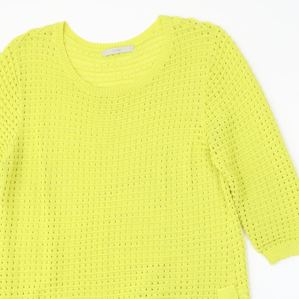 George Womens Yellow Round Neck  Viscose Pullover Jumper Size 16