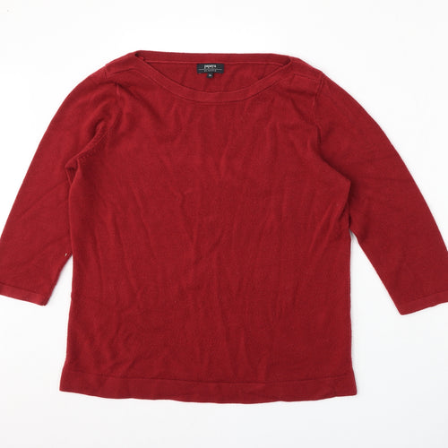Papaya Womens Red Boat Neck  Acrylic Pullover Jumper Size 16