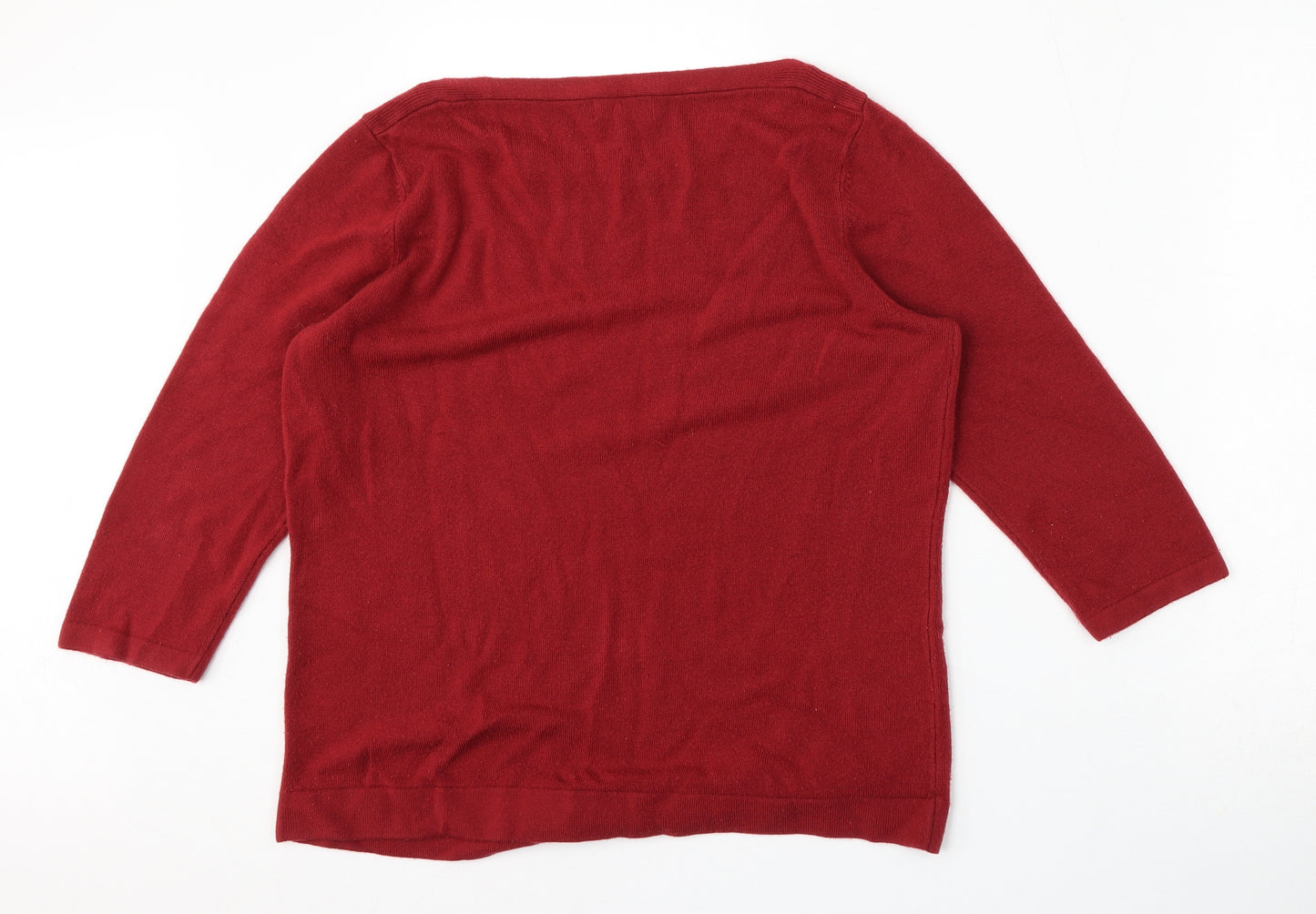 Papaya Womens Red Boat Neck  Acrylic Pullover Jumper Size 16