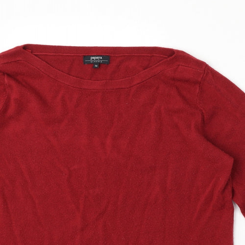 Papaya Womens Red Boat Neck  Acrylic Pullover Jumper Size 16
