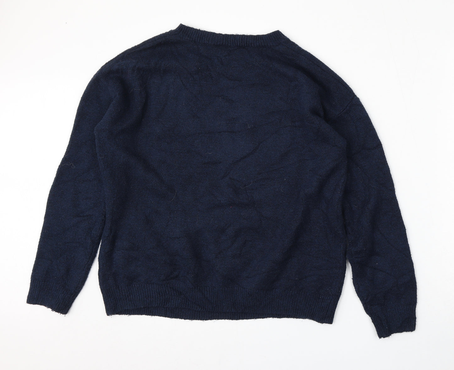 Primark Womens Blue Round Neck  Acrylic Pullover Jumper Size 10   - Christmas