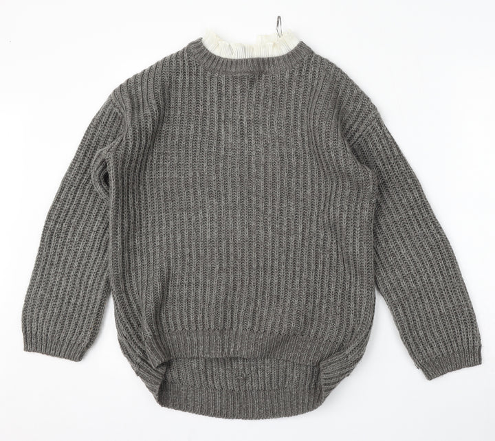 Matalan Womens Grey Round Neck Acrylic Pullover Jumper Size S