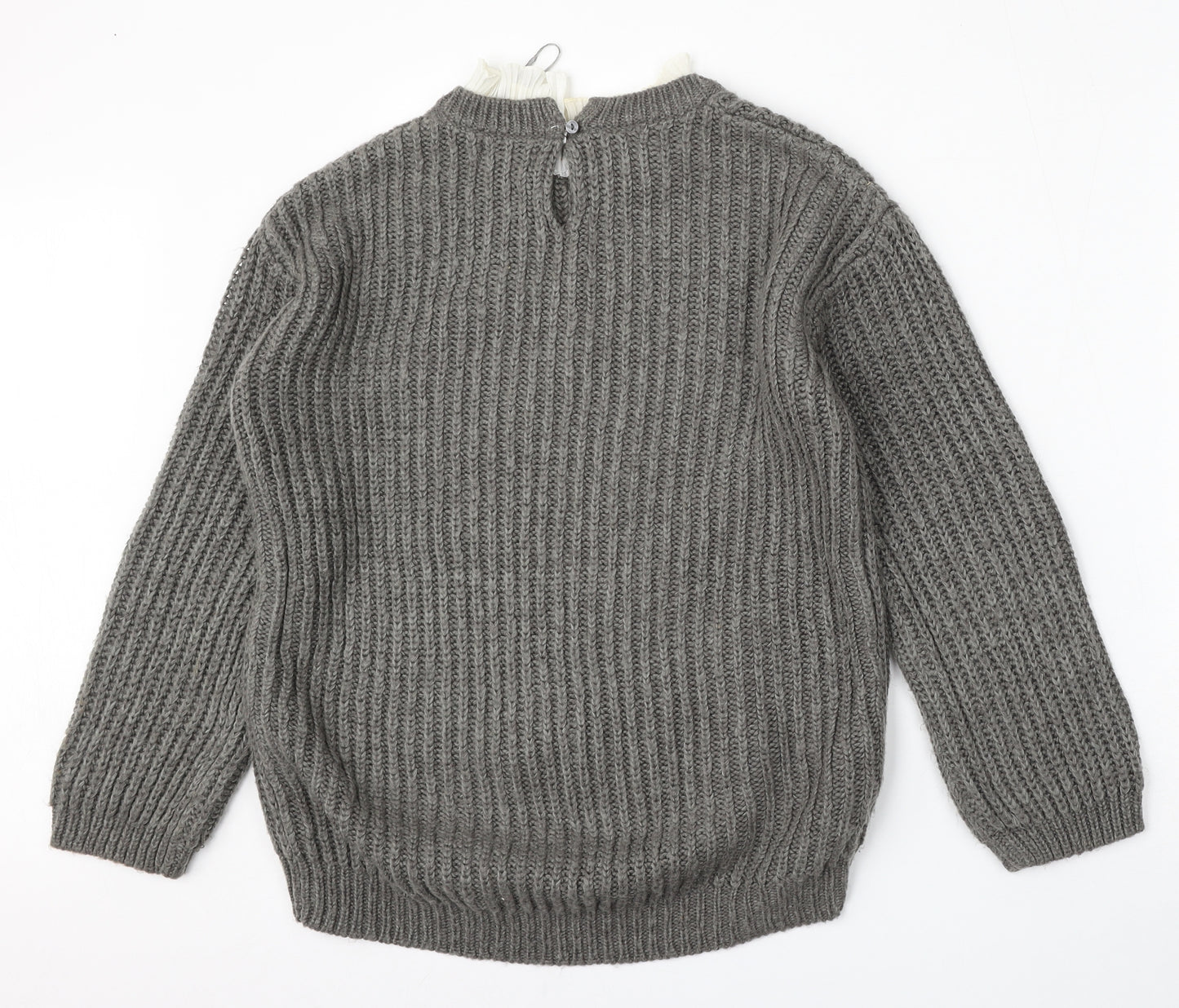 Matalan Womens Grey Round Neck  Acrylic Pullover Jumper Size S