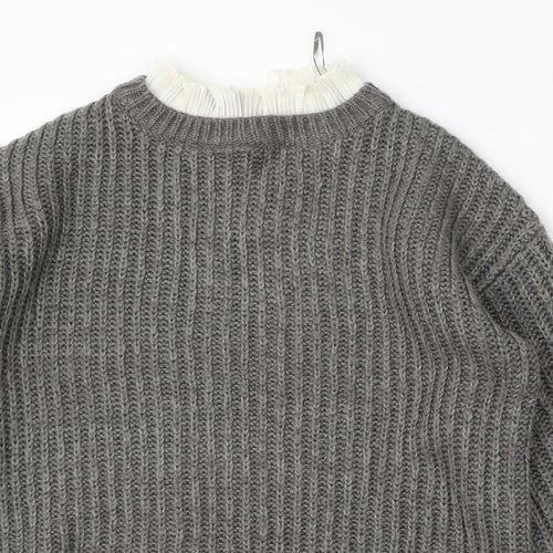 Matalan Womens Grey Round Neck  Acrylic Pullover Jumper Size S