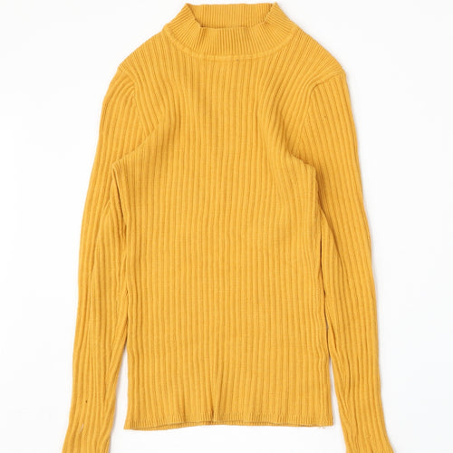 Primark Womens Yellow Mock Neck  Polyester Pullover Jumper Size M