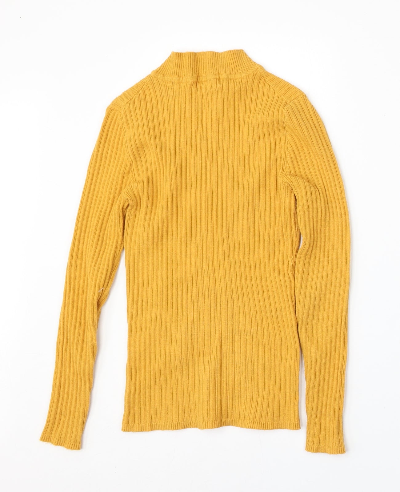 Primark Womens Yellow Mock Neck  Polyester Pullover Jumper Size M