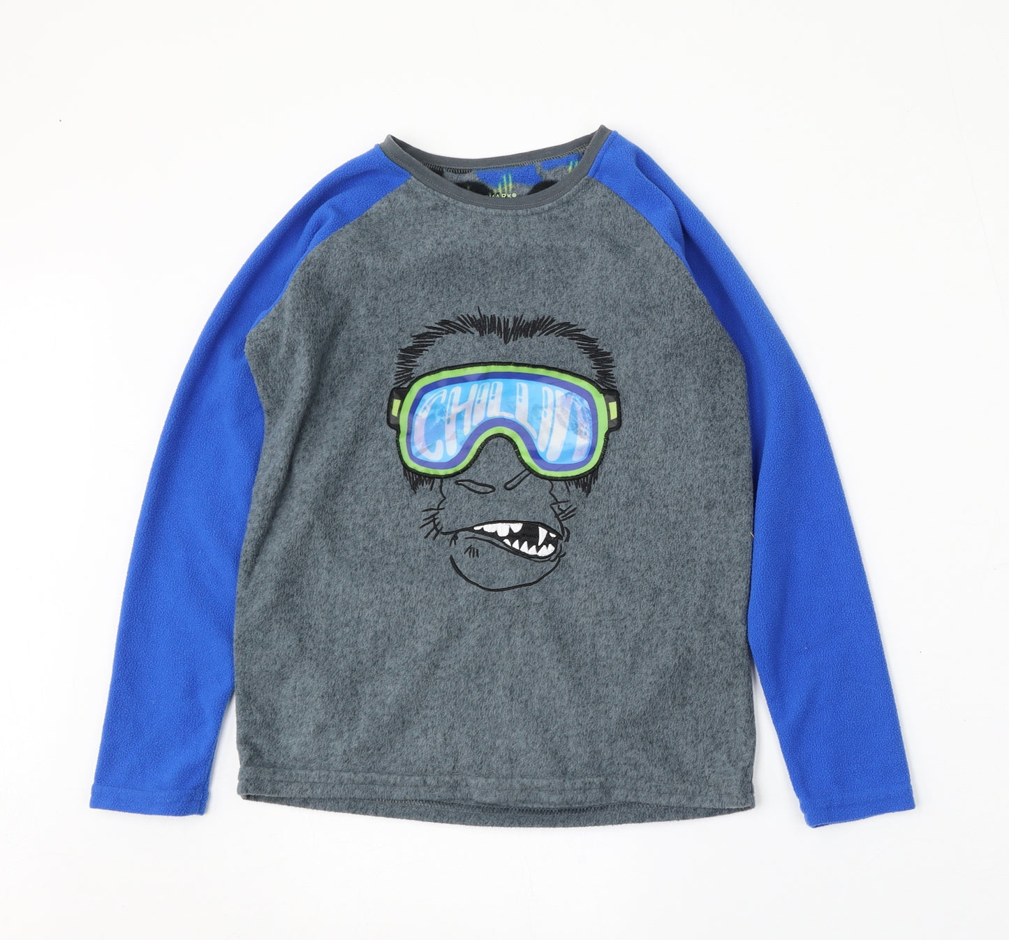 Primark Boys Grey Solid Polyester  Pyjama Top Size 8-9 Years
