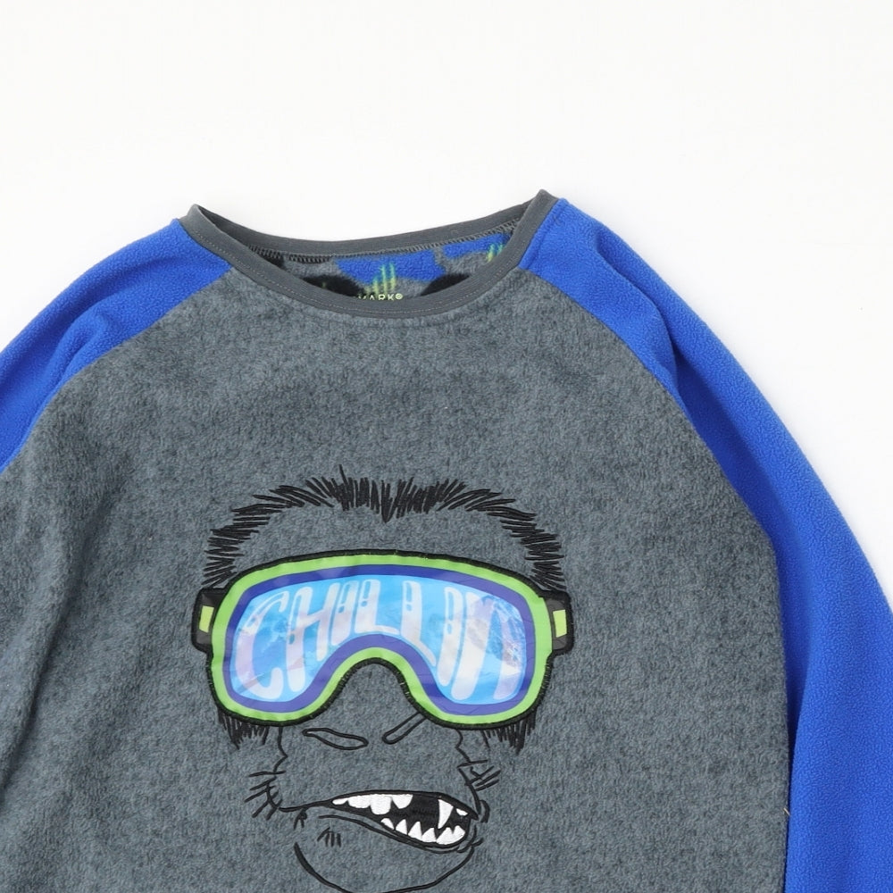 Primark Boys Grey Solid Polyester  Pyjama Top Size 8-9 Years