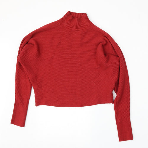 Primark Womens Red Mock Neck  Polyester Pullover Jumper Size 4