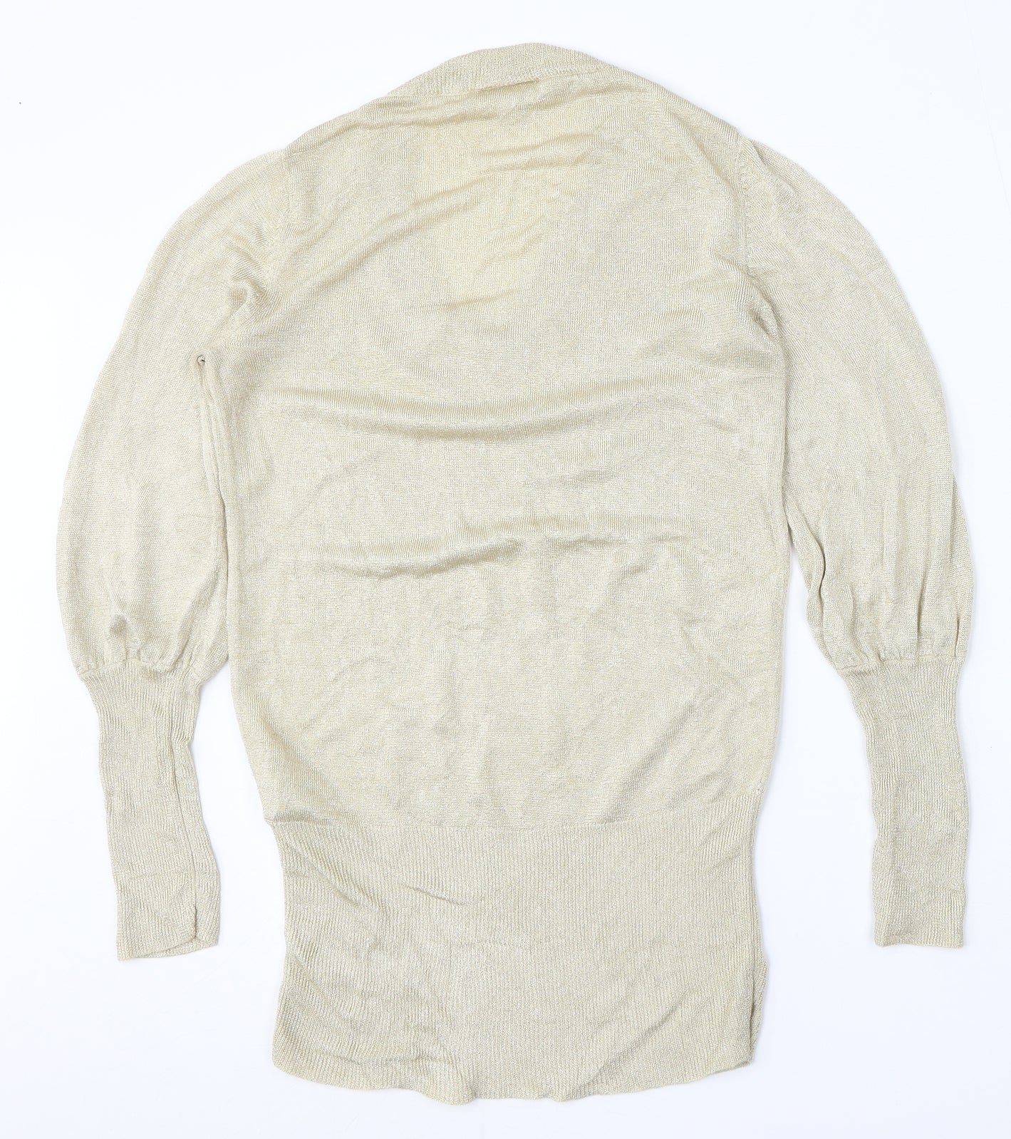 New Look Womens Gold V-Neck  Viscose Pullover Jumper Size 12