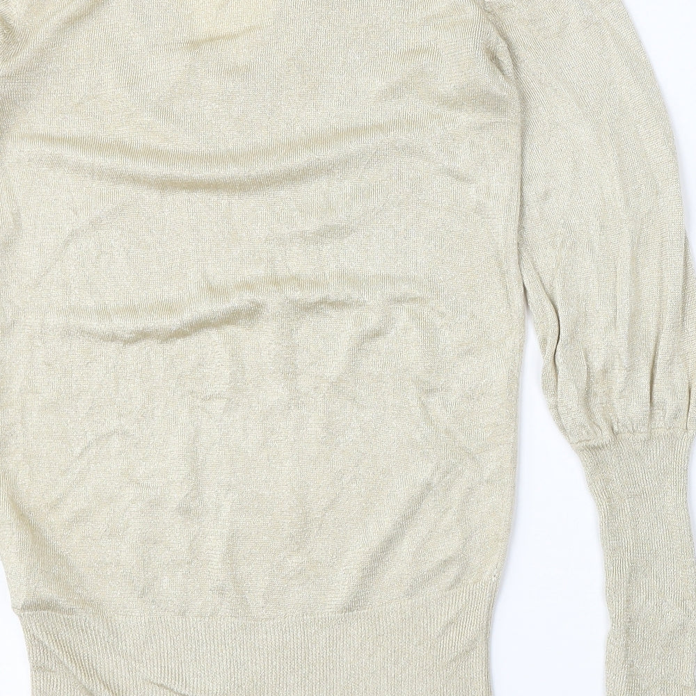 New Look Womens Gold V-Neck  Viscose Pullover Jumper Size 12