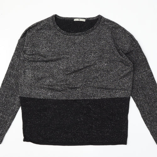 TU Womens Black Round Neck  Viscose Pullover Jumper Size 10