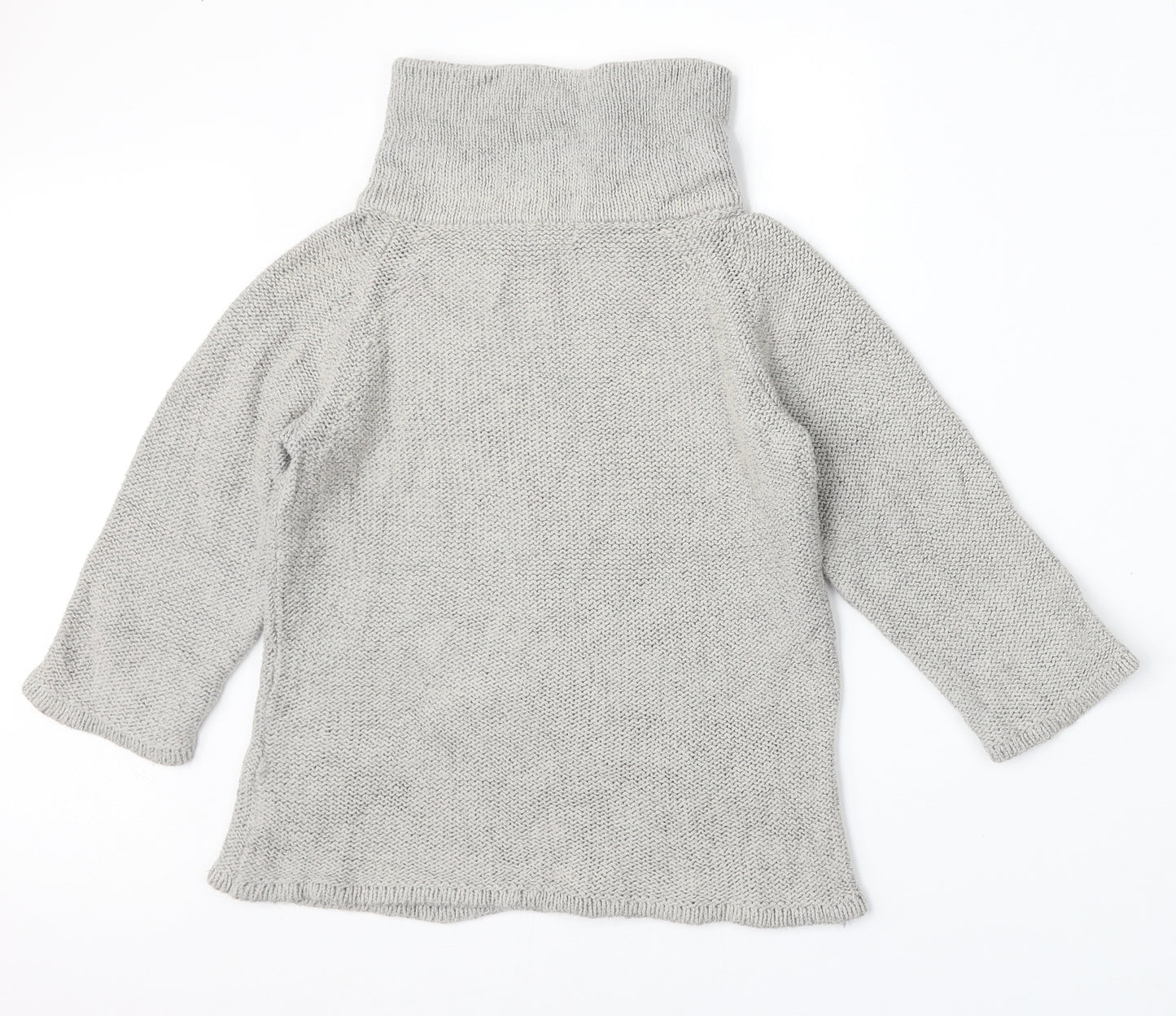 Minuet Petite Womens Grey High Neck  Cotton Pullover Jumper Size 10
