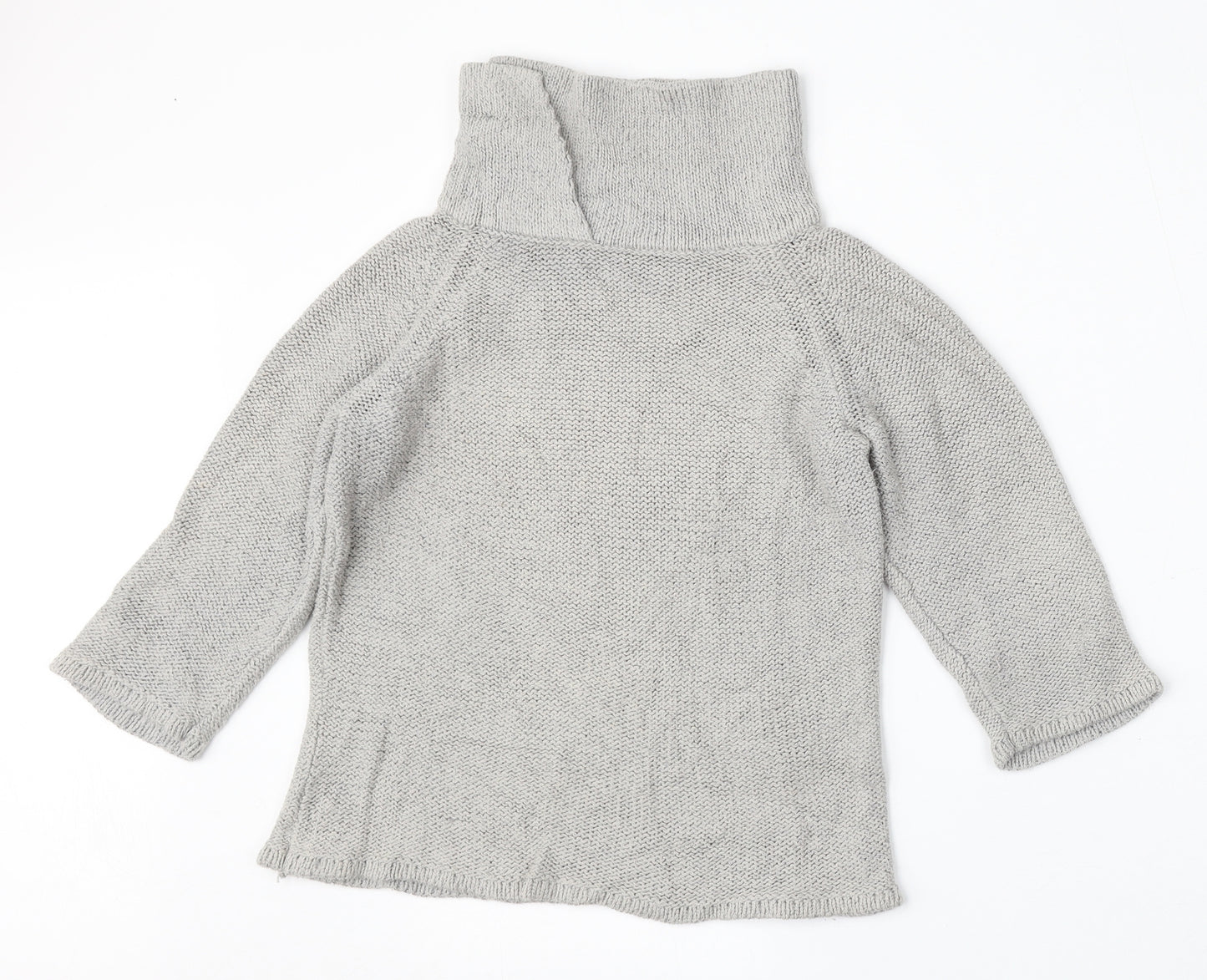 Minuet Petite Womens Grey High Neck  Cotton Pullover Jumper Size 10