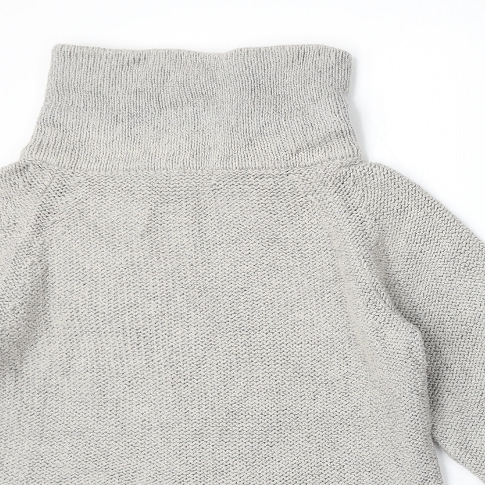 Minuet Petite Womens Grey High Neck  Cotton Pullover Jumper Size 10
